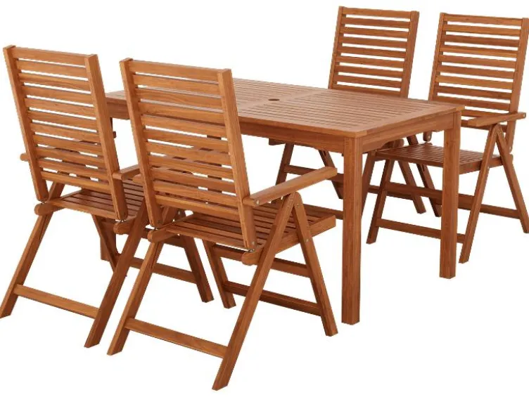 Akazie-Set "Sevilla" 5-teilig - Tisch & 4 Klappsessel