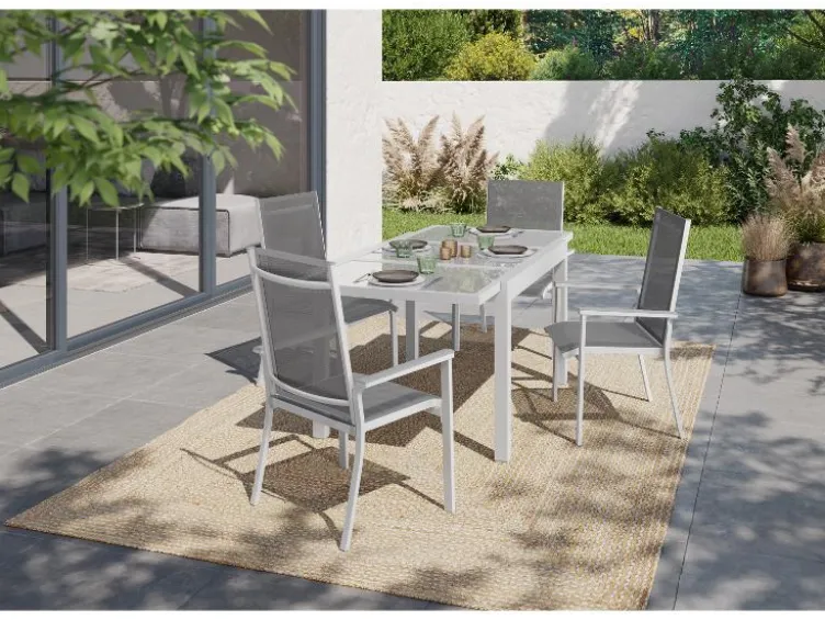 Alu-Gartentisch »Houston« weiß, 120-180 x 89 x 75 cm