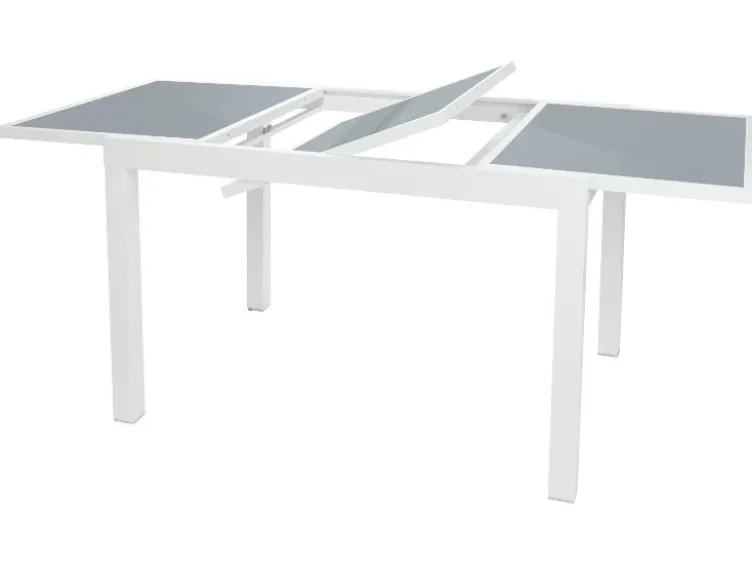 Alu-Set »Houston«, 5-teilig - Ausziehtisch & 4 Klappsessel, weiß