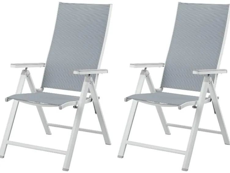 Alu-Set »Houston«, 5-teilig - Ausziehtisch & 4 Klappsessel, weiß