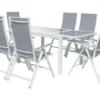 Alu-Set »Houston«, 7-teilig - Ausziehtisch & 6 Klappsessel, weiß