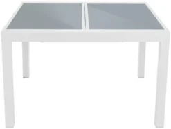 Alu-Set »Houston«, 7-teilig - Ausziehtisch & 6 Klappsessel, weiß