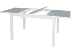 Alu-Set »Houston«, 9-teilig - Ausziehtisch & 8 Klappsessel, weiß