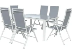 Alu-Set »Houston«, 7-teilig - Standardtisch & 6 Klappsessel, weiß
