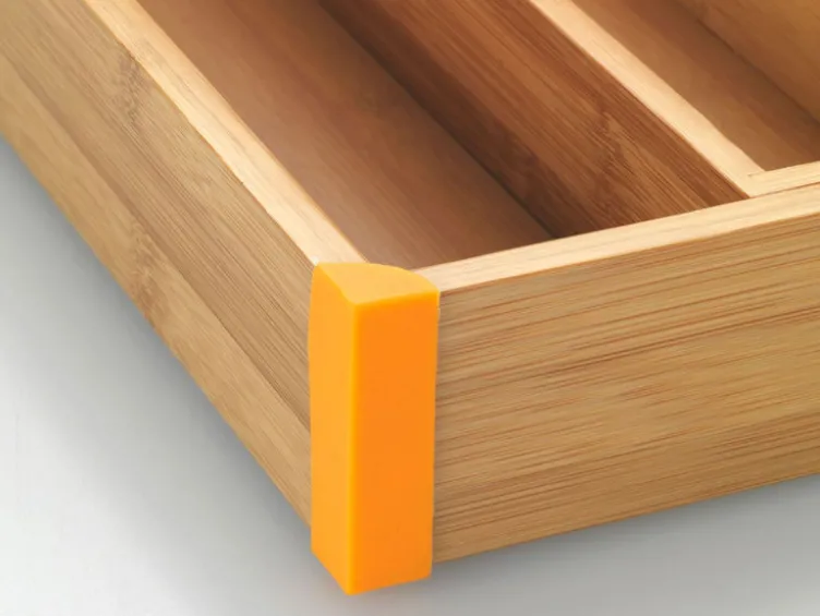Ausziehbarer Bambus-Besteckkasten mit 5 bis 7 Fächern, 25,7-38,5 x 5,1 x 35,7 cm