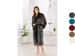 Bademantel, unisex, Seiden-Feeling, mit Schalkragen, 2 Taschen und Gürtel