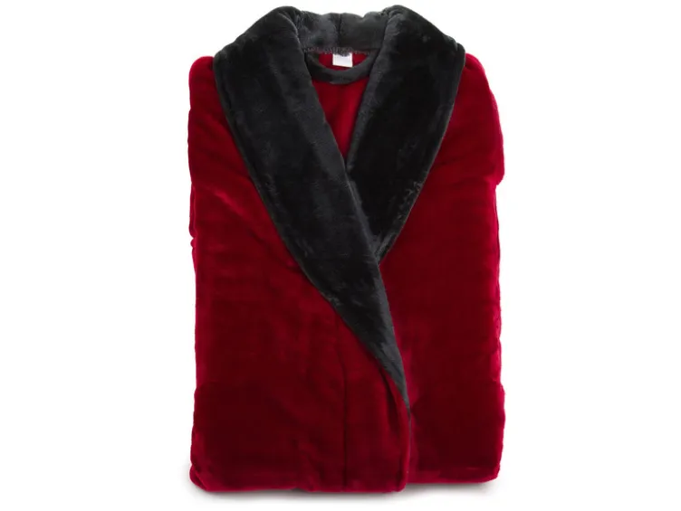 Bademantel, unisex, Seiden-Feeling, mit Schalkragen, 2 Taschen und Gürtel