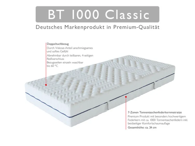 BADENIA TRENDLINE 7-Zonen-Taschenfederkern-Matratze »BT 1000 Classic«, punktelastisch