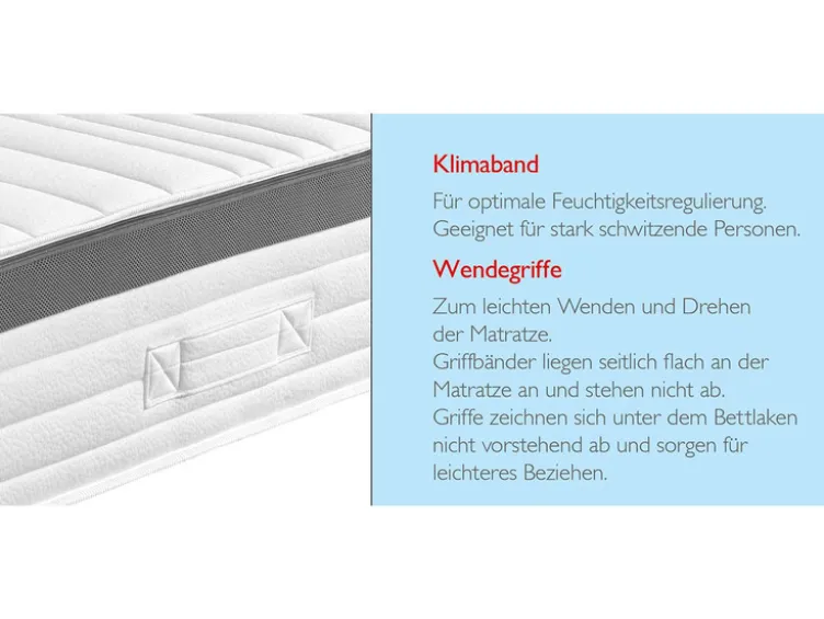 BADENIA TRENDLINE 7-Zonen XXL-Taschenfederkern-Matratze mit Gelschaum-Auflage und Wendefunktion