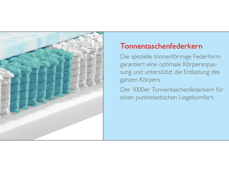 BADENIA TRENDLINE 7-Zonen XXL-Taschenfederkern-Matratze mit Gelschaum-Auflage und Wendefunktion