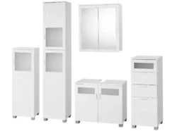Badezimmer-Set »Basel«: Waschbeckenunterschrank & Spiegelschrank mit 6 Glas-Einlegeböden