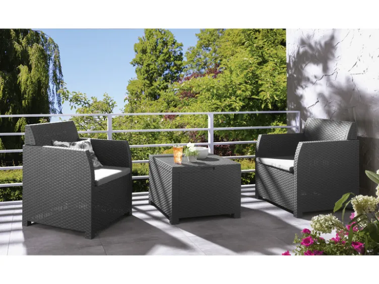 Balkonmöbel-Set, mit Stauraumfunktion, 3-teilig