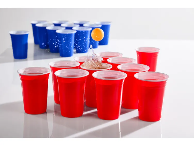 Beer Pong, wiederverwendbar, mit praktischen Markierungen