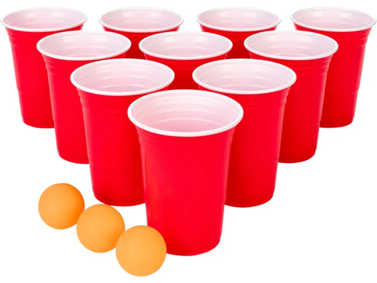 Beer Pong, wiederverwendbar, mit praktischen Markierungen