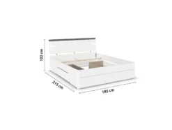 Corvo Bett inkl. Sockelschubladen und LED-Beleuchtung Weiß Breite 185 cm/Höhe 102 cm