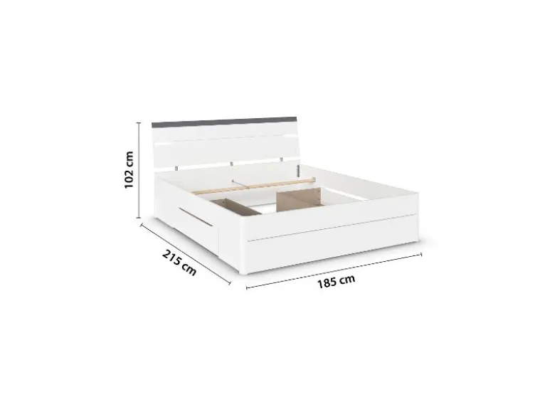 Corvo Bett inkl. Sockelschubladen und LED-Beleuchtung Weiß Breite 185 cm/Höhe 102 cm