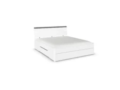 Corvo Bett inkl. Sockelschubladen und LED-Beleuchtung Weiß Breite 185 cm/Höhe 102 cm