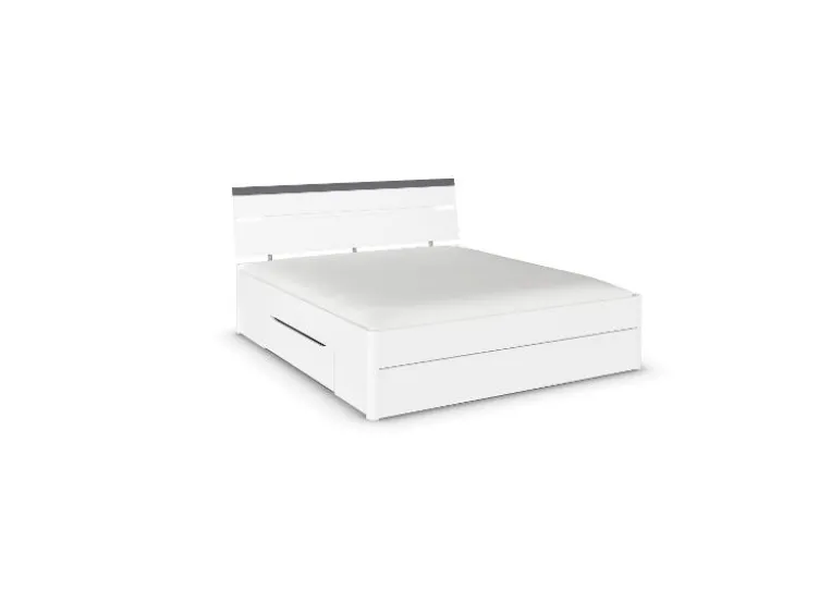 Corvo Bett inkl. Sockelschubladen und LED-Beleuchtung Weiß Breite 185 cm/Höhe 102 cm