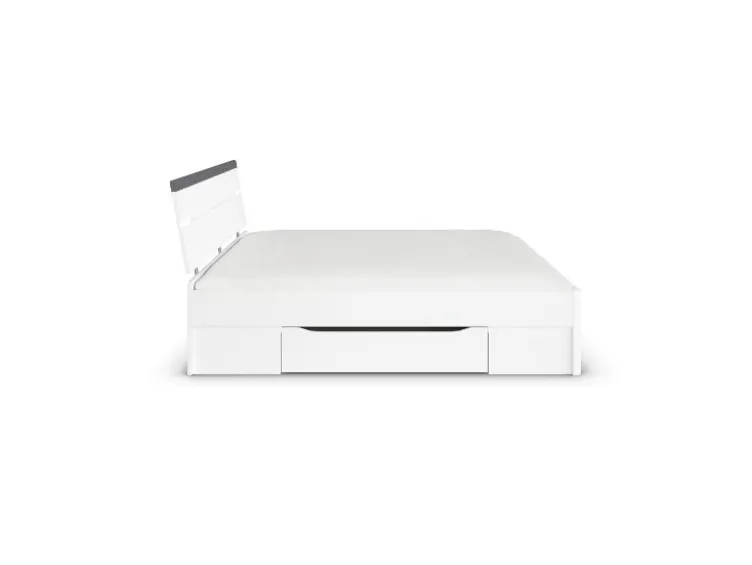 Corvo Bett inkl. Sockelschubladen und LED-Beleuchtung Weiß Breite 185 cm/Höhe 102 cm