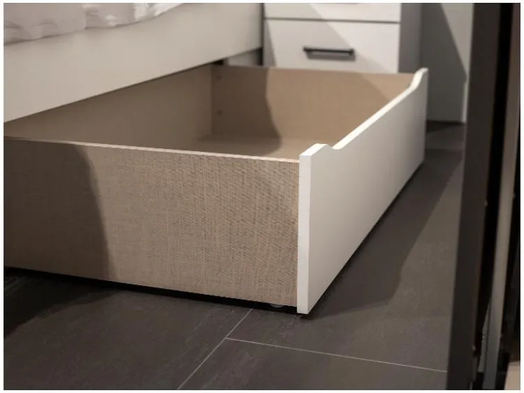 Corvo Bett inkl. Sockelschubladen und LED-Beleuchtung Weiß Breite 185 cm/Höhe 102 cm