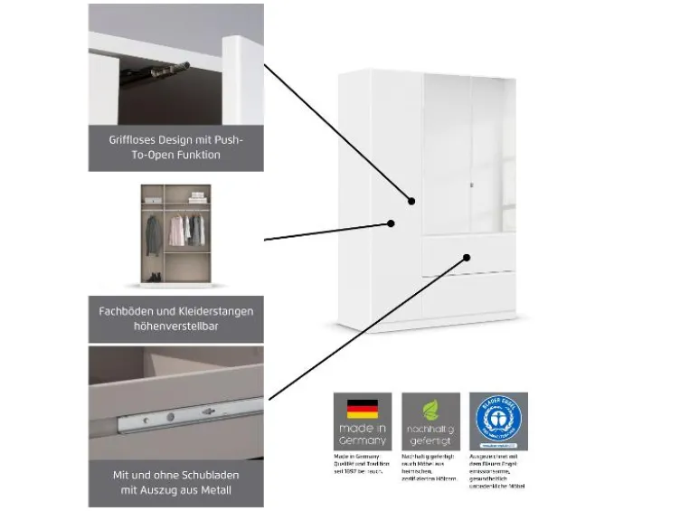 Costa Drehtürenschrank mit Spiegel