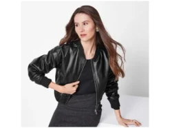 Damen Bikerjacke / Bomberjacke, in modischer Lederoptik