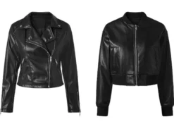 Damen Bikerjacke / Bomberjacke, in modischer Lederoptik