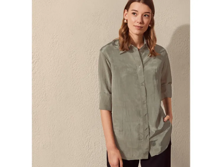 Damen Bluse in Crinkle-Qualität
