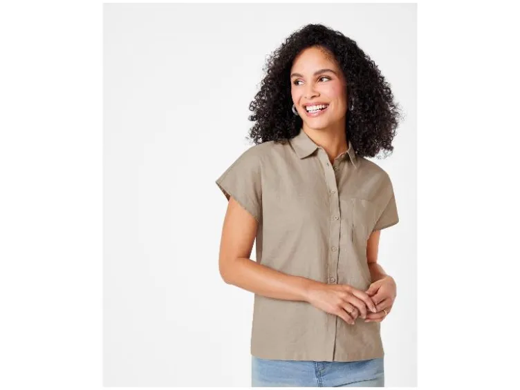 Damen Bluse mit Leinen