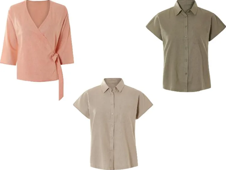 Damen Bluse mit Leinen