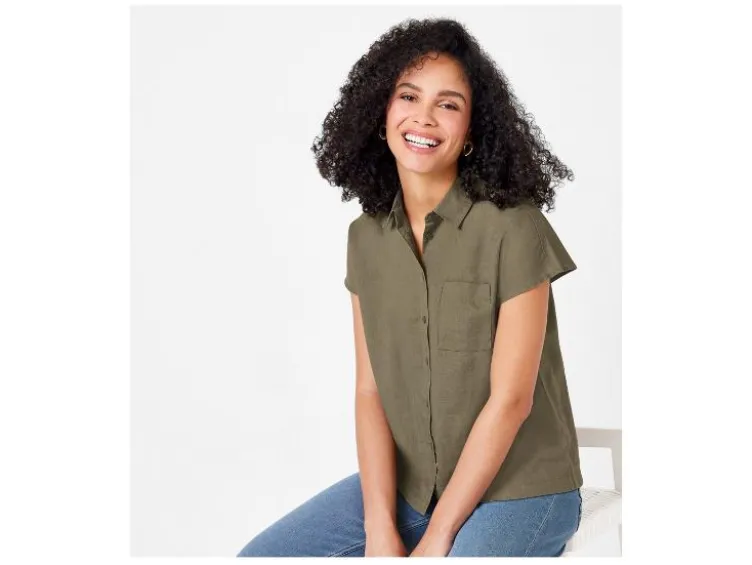 Damen Bluse mit Leinen