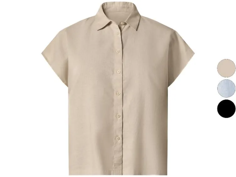 Damen Bluse mit Leinen