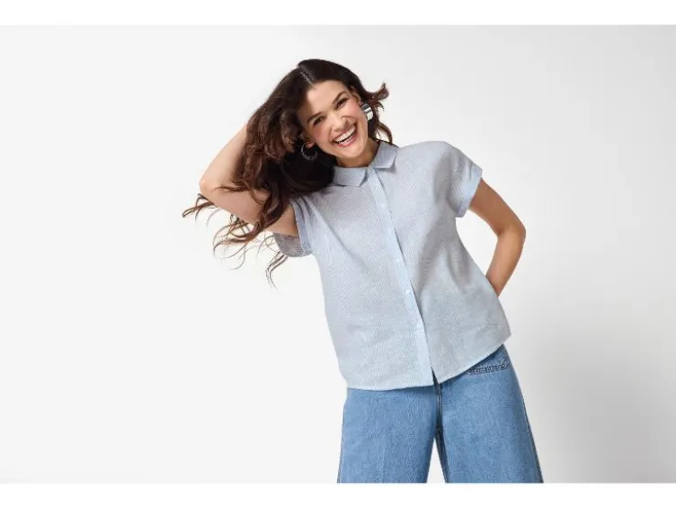 Damen Bluse mit Leinen