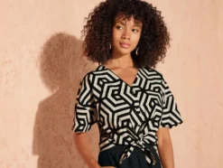 Damen Bluse mit Leinen