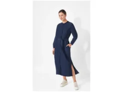 Damen Blusenkleid, Midi-Länge, leicht ausgestellt geschnitten