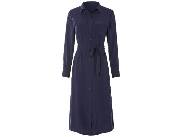 Damen Blusenkleid, mit Krempelfunktion