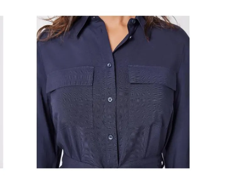 Damen Blusenkleid, mit Krempelfunktion