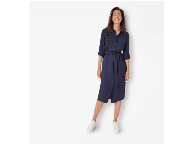 Damen Blusenkleid, mit Krempelfunktion