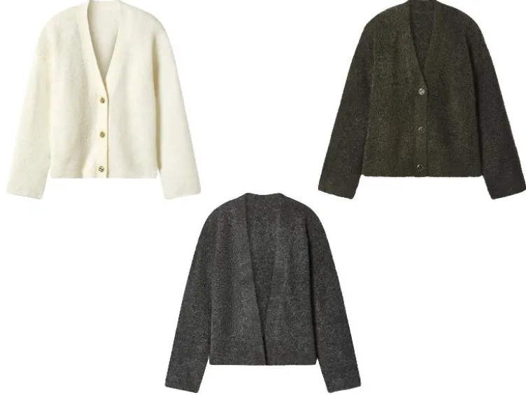 Damen Bouclé-Strickcardigan