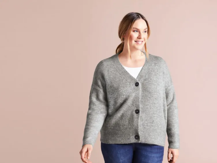 Damen Cardigan, leger geschnitten, mit V-Ausschnitt