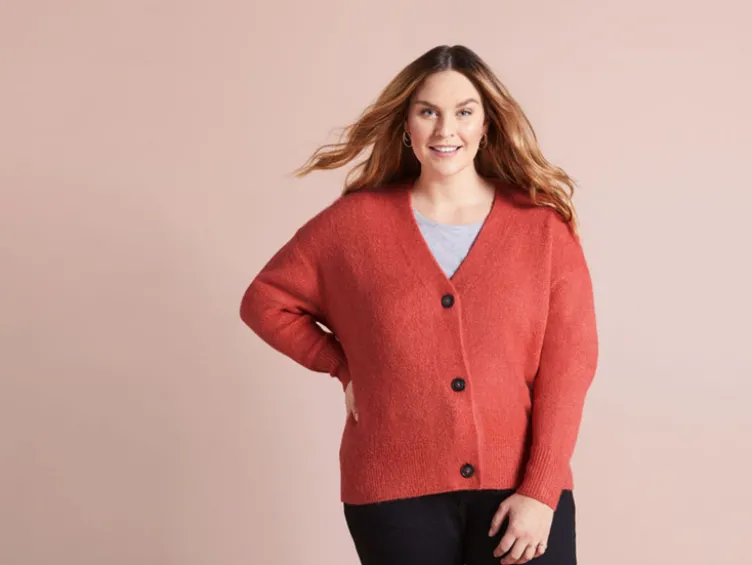 Damen Cardigan, leger geschnitten, mit V-Ausschnitt