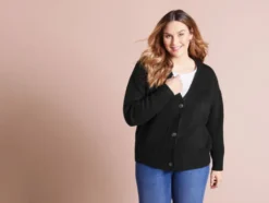 Damen Cardigan, leger geschnitten, mit V-Ausschnitt