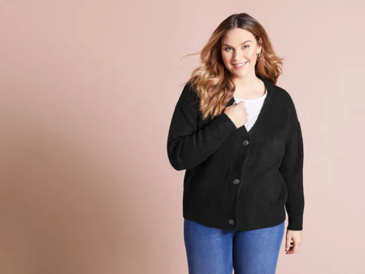 Damen Cardigan, leger geschnitten, mit V-Ausschnitt