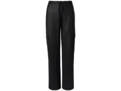 Damen Cargohose mit Satin-Effekt, schwarz