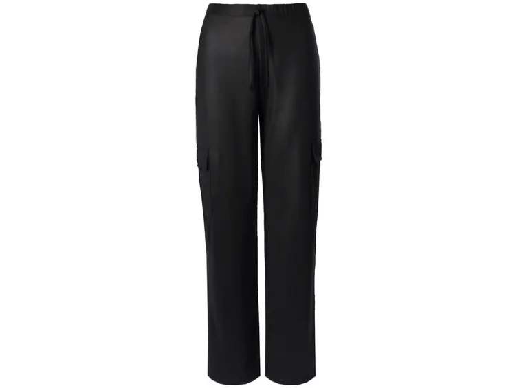 Damen Cargohose mit Satin-Effekt, schwarz