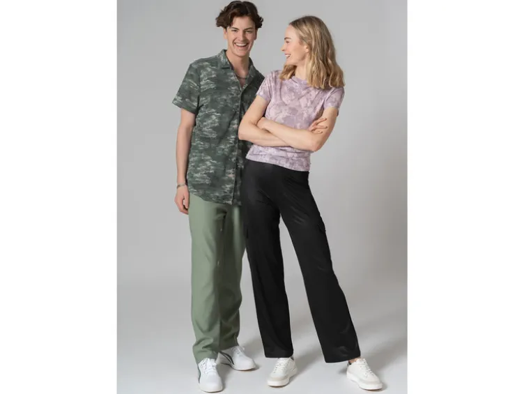 Damen Cargohose mit Satin-Effekt, schwarz