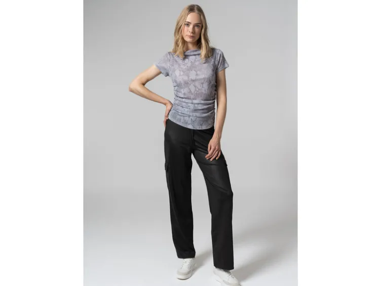 Damen Cargohose mit Satin-Effekt, schwarz