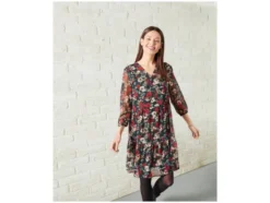 Damen Chiffonkleid, mit Rüschenbesatz