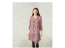 Damen Chiffonkleid, mit Rüschenbesatz