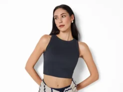 Damen Crop-Tops, 2 Stück, gerippt